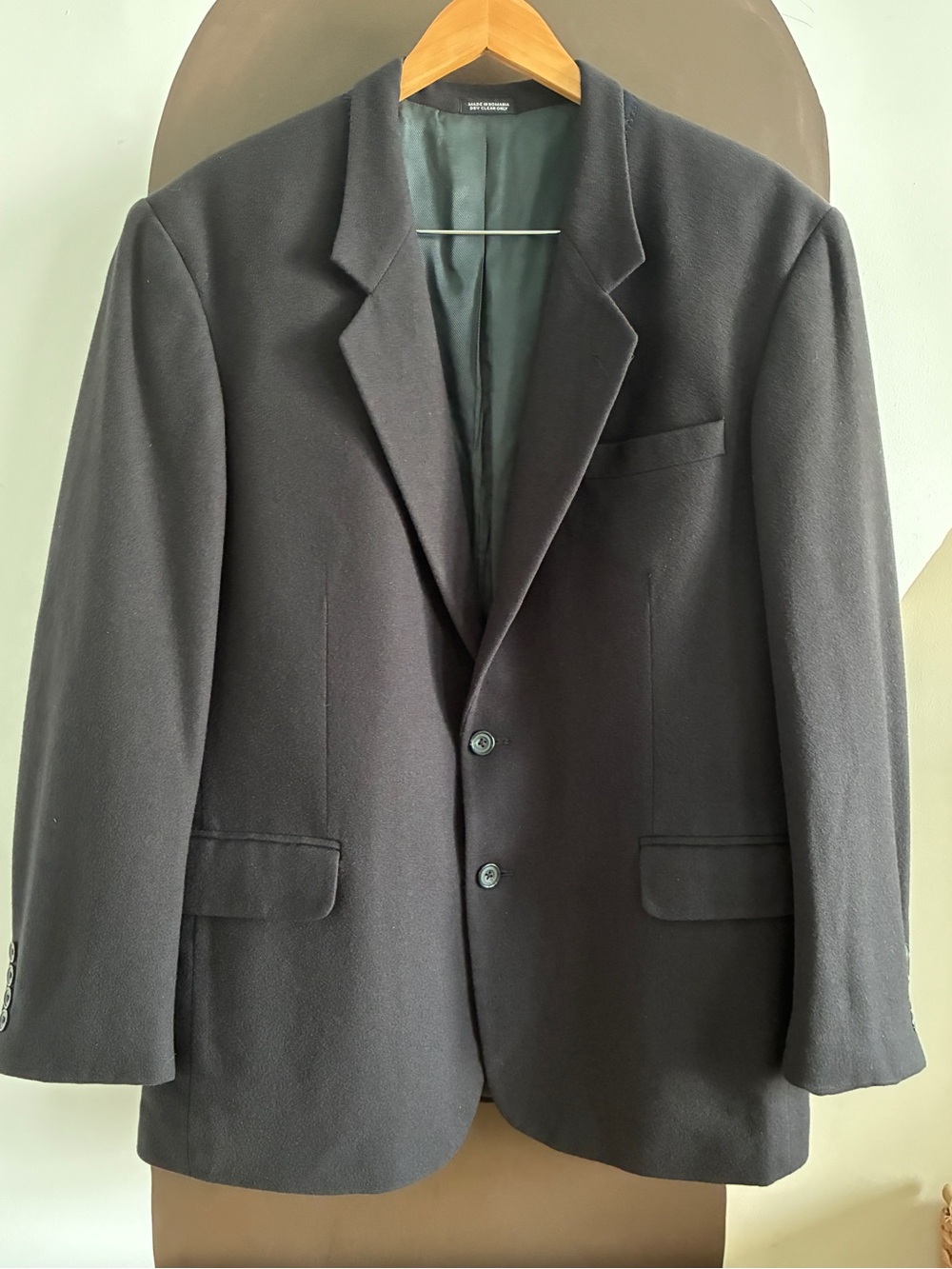 Oscar de la Renta Men’s 42R Wool Cashmere Blazer Black Sport Coat